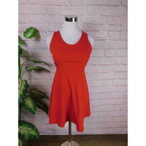 Cross-Back Skater Dress Red Sleeveless  Junior S
